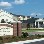 Monument sign visible from road for Colonnade at Regency.